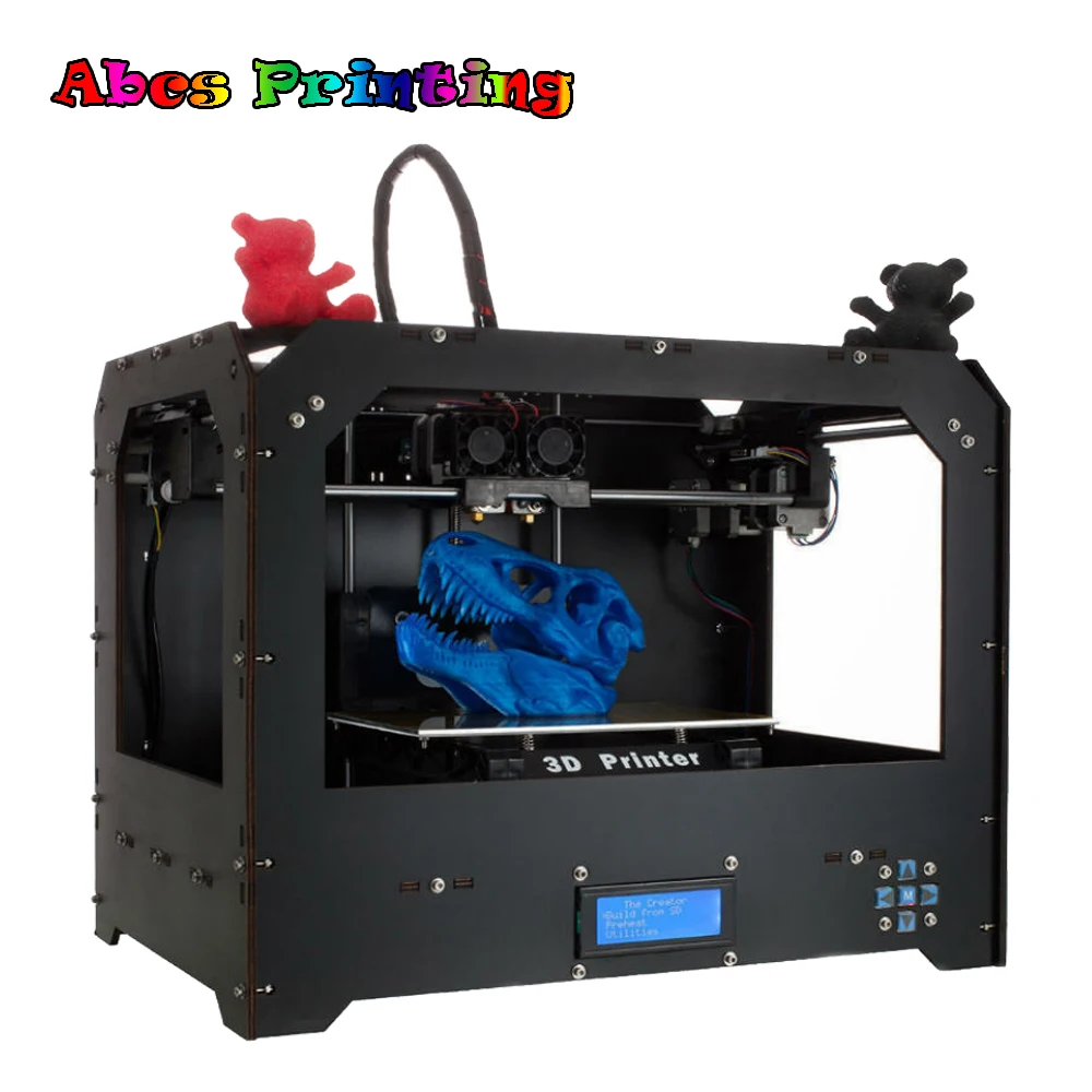 

3D Printer, Dual Extruder + Dual nozzle Two Color Printing Stampante 3d / send 0.2KG Abs or Pla Spools for free