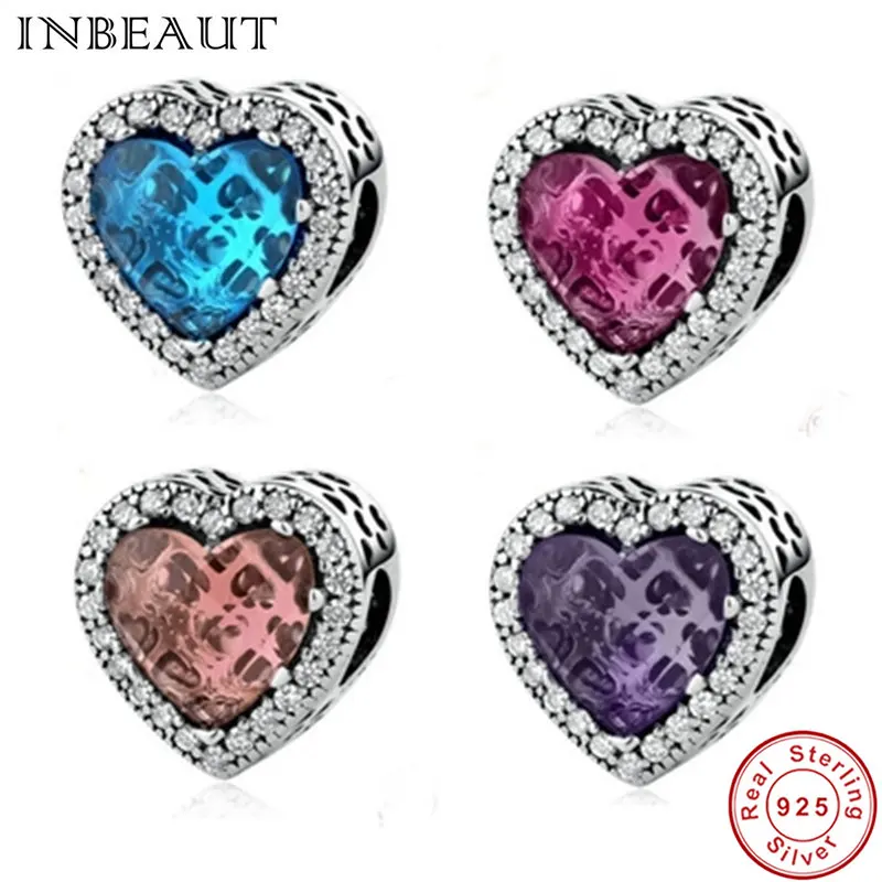 

INBEAUT Trendy 925 Sterling Silver Love Heart Wedding Charm for Women Bracelet Chain Charms Beads fit Fashion Pandora Bracelet