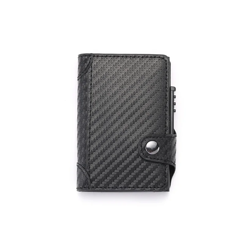 BISI GORO Slim Wallet Carbon Fiber PU Leather Pouch for Card Wallet RFID Blocking Men and Women Card Holder for Travel