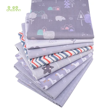 

Chainho,8pcs/Lot,Gray Cartoon Series,Printed Twill Cotton Fabric,Patchwork Cloth For DIY Sewing &Quilting Baby & Kids's Material