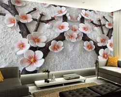 Beibehang 3D обои рельеф 3D сливы ТВ фоне стены Гостиная Спальня ТВ фон росписи обои для стен 3 d