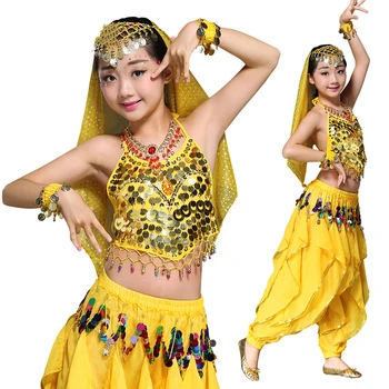 

Belly Dance Costumes Girls Kids Oriental Dance Costumes Sexy Long Skirt Indian Dress Bollywood Clothes Performance Wear DN1628