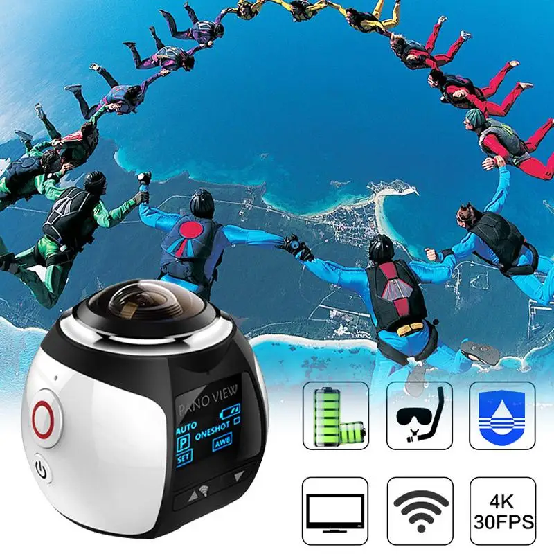 

Esddi Full 2338x2448 HD 16MP 360 Degree Panoramic Cam WiFi Waterproof 8.0M CMOS Camera Camcorder Support iOS Android System Gift