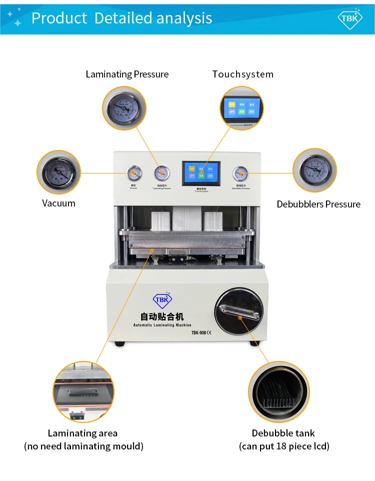 TBK 908 автоматическое удаление пузырьков изогнутый экран OCA lcd вакуумный ламинатор подушка безопасности ламинатор изогнутый сенсорный экран