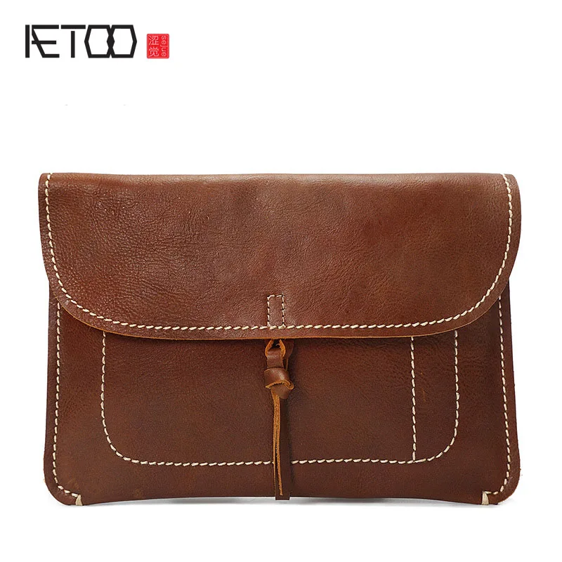 

BJYL Men's Handbags Handmade Leather Retro Fashion Slim Folders Bundles Cowboy Men's and Women's Bag New