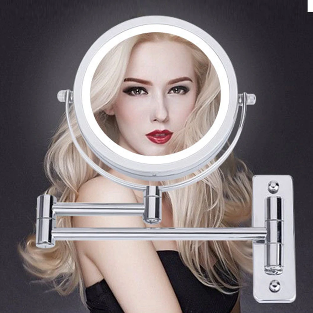 

Wall Mounted Makeup Mirror LED Light Two Sided 360 Rotate Mirror 5X Magnification for Bathroom DC120