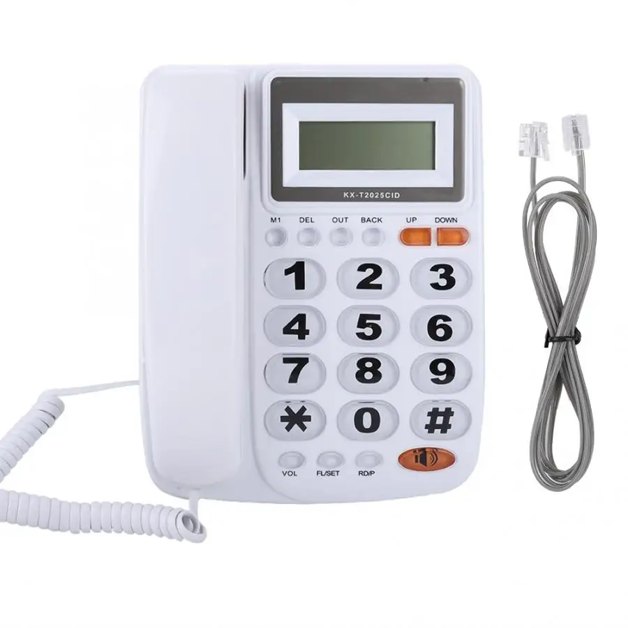 Настольный проводной стационарный телефон с дисплеем ID звонящего с громкоговорителем для домашнего офисного настольного телефона - Цвет: Белый