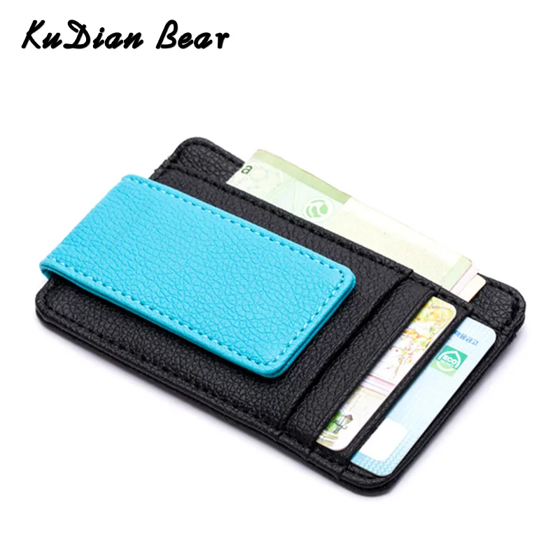 

KUDIAN BEAR PU Leather Money Clip Magnet Men Card Pack Slim Cash Clips Clamp for Money Thin Billfold Card Wallet BID214 PM49