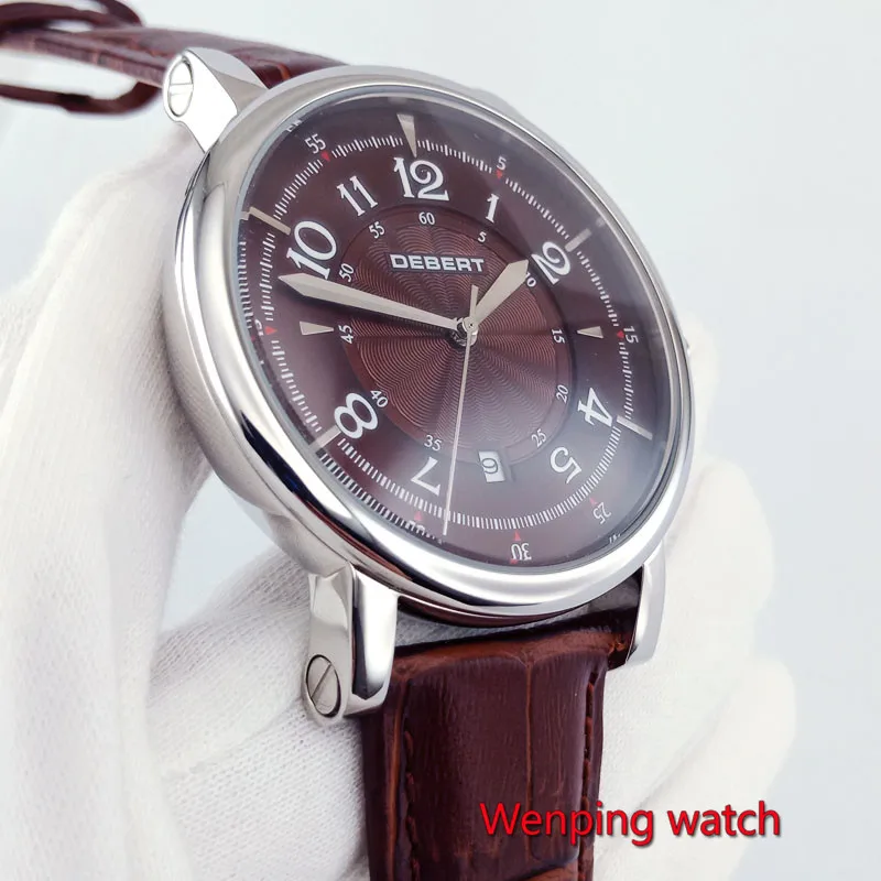 43 мм, механические часы deber, несколько стилей на выбор, чехол с датой, Мужские автоматические часы, мужские часы W1836