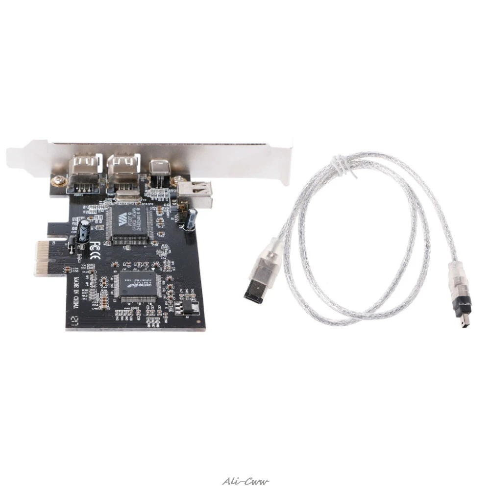 

1 Set PCI-e 1X IEEE 1394A 4 Port(3+1) Firewire Card Adapter With 6 Pin To 4 Pin IEEE 1394 Cable For Desktop PC High Quality