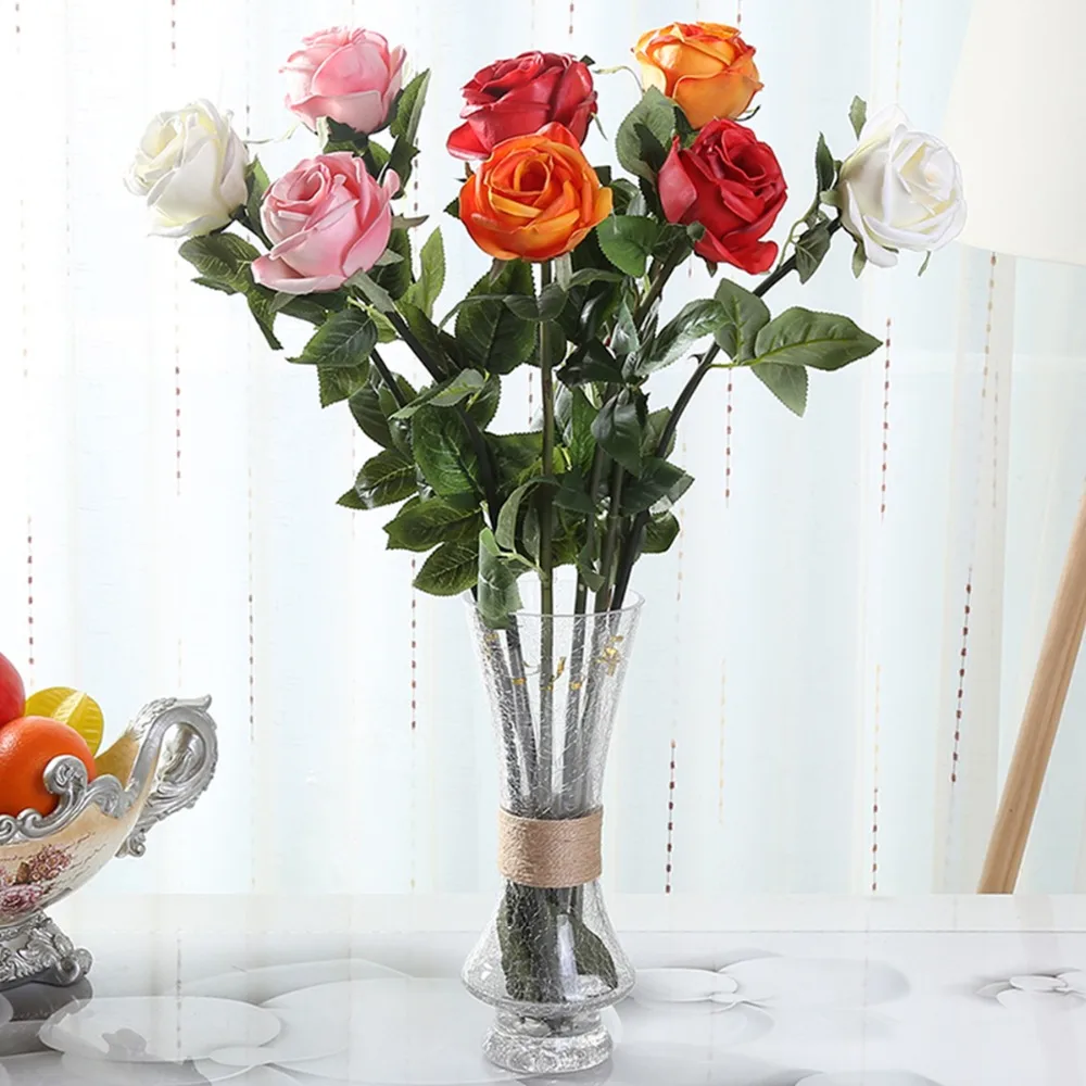 24.8''Artificial Rose Flower In Bulk PU Latex Material Flores