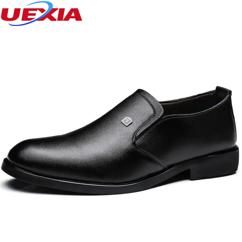 UEXIA Men Dress Italian Leather Shoes Slip On Fashion Moccasin Glitter Formal Male Shoes Pointed Toe Fashion Dress Shoes Slip On