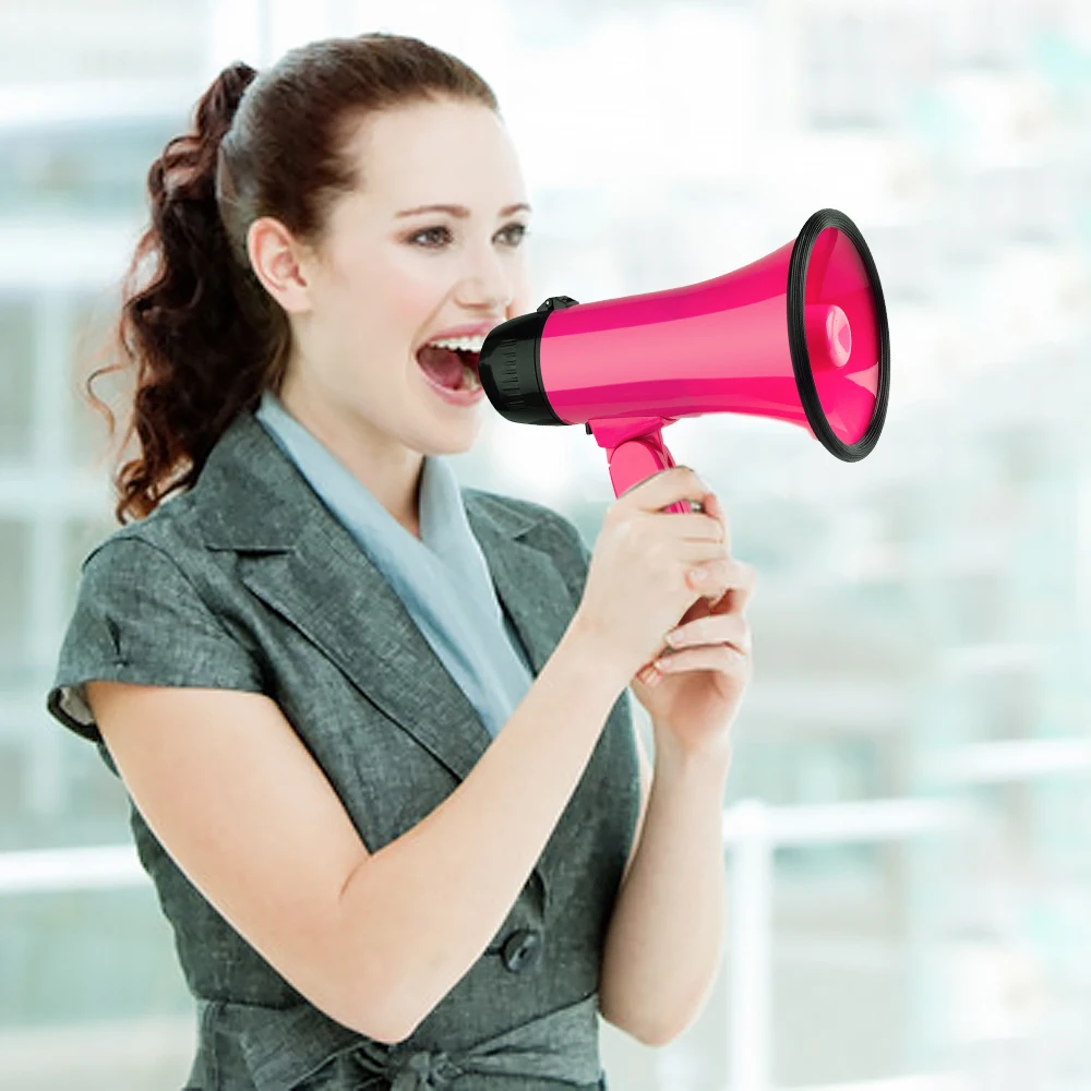 

Mealivos Pink Portable Megaphone 20 Watt Power Megaphone Speaker Bullhorn Voice And Siren/Alarm Modes