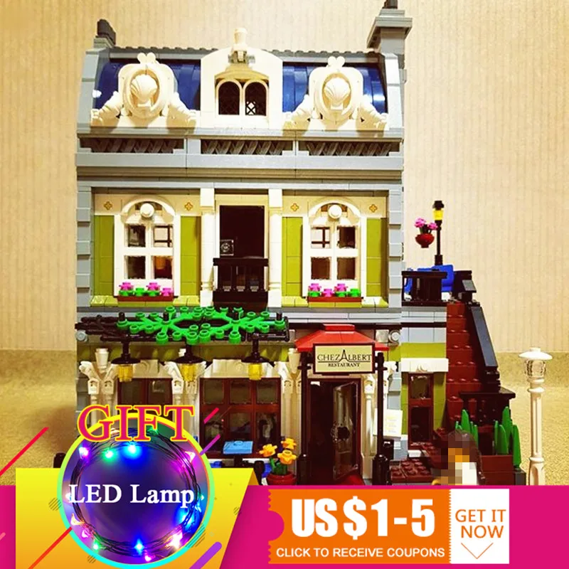 

15010 2418PCS City Street Parisian Retaurant set Compatible with 10243 children Mini DIY Model Building Blocks toys