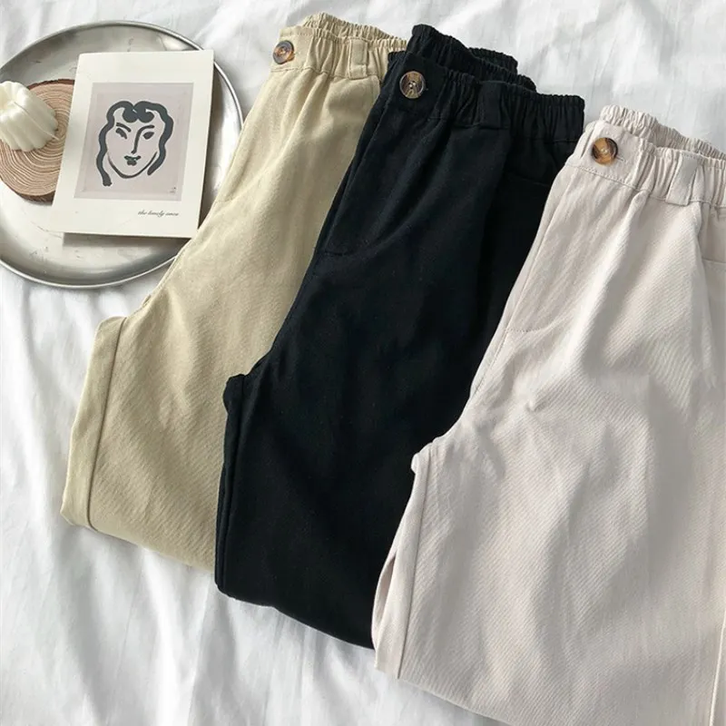 

2019 Summer New Arrival Ankle-Length Trousers Women High Waist Pants Pocket Decorated Slacks For Women Free Shipping