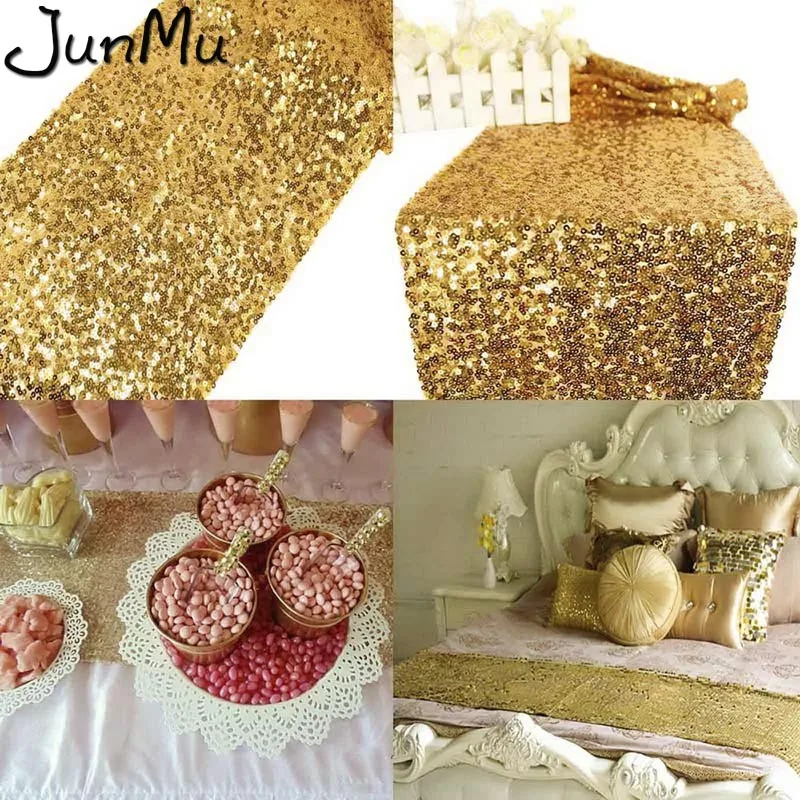 30x180 см/30x275 см блестящее розовое золото, с пайетками настольная дорожка для свадебной вечеринки Рождественская скатерть для стола украшения