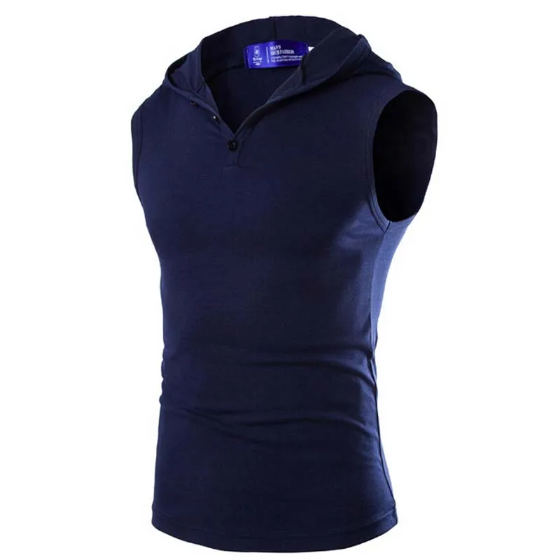 8 Colors White Black Tank Tops Men Hooded 2016 Summer V Neck Gilet