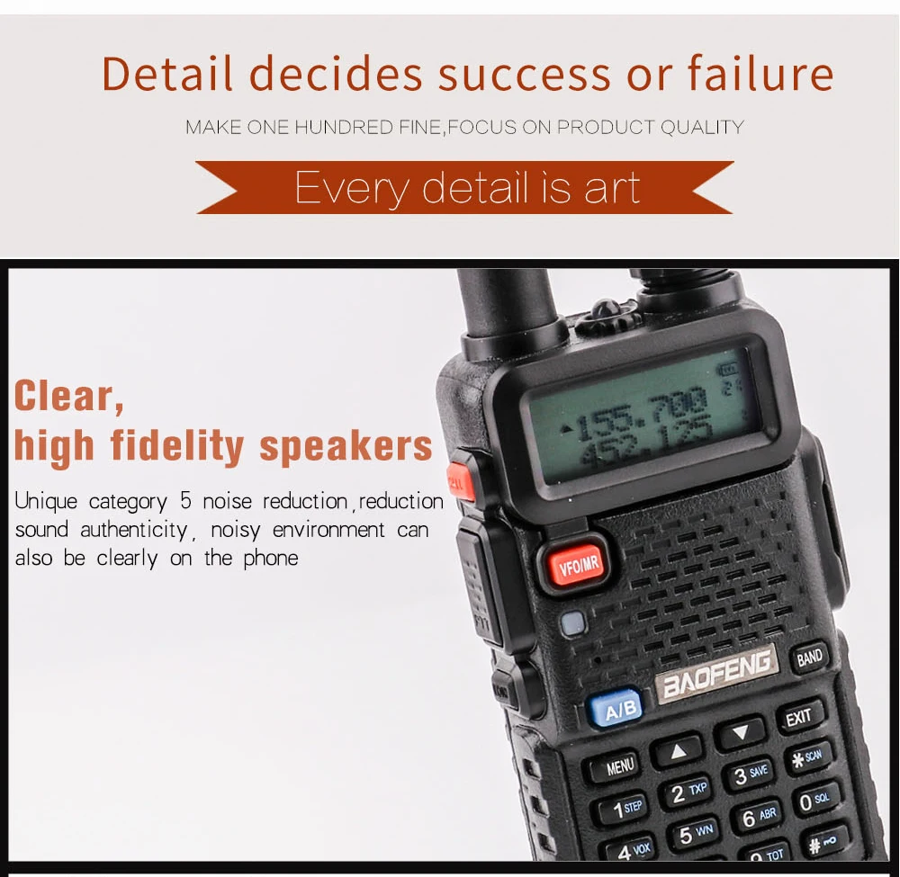 2Pcs BaoFeng UV-5R Walkie Talkie VHFUHF136-174Mhz&400-520Mhz Dual Band Two way radio Baofeng uv 5r Portable Walkie talkie uv5r (14)