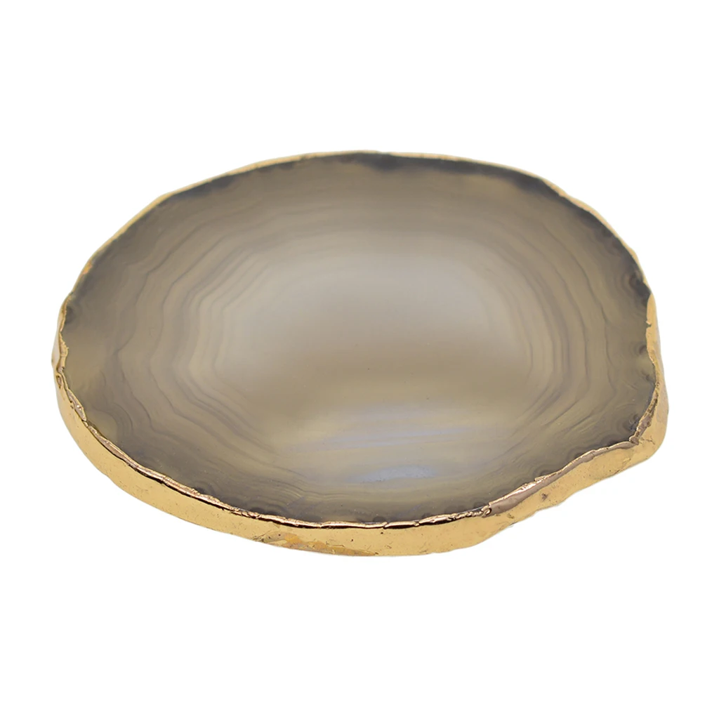 2 Pack Agate Slices Geode Stones Gold Edge, Coasters Cup Mat, 60 -80 mm, for Jewelry Making, Home Decoration, DIY Crafts