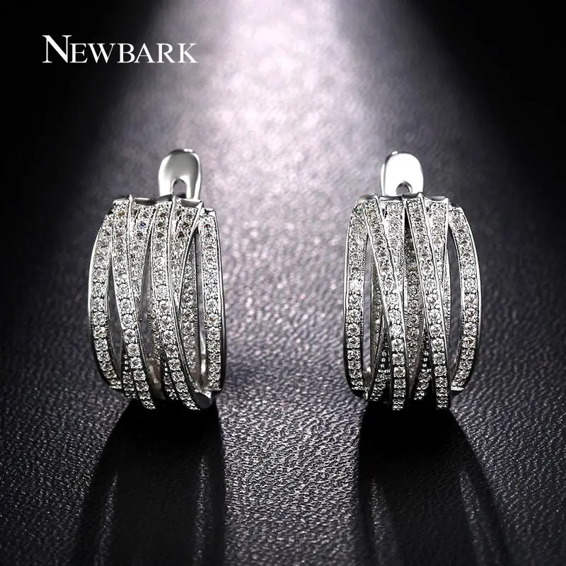 

NEWBARK New Vintage Trendy Earrings Silver Color Jewelry European Innovative Cross Pave AAA CZ Crystal Jewelry For Women Gift