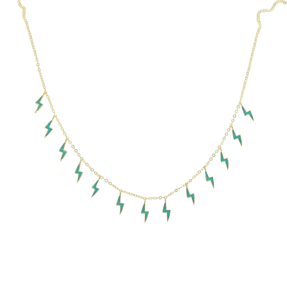 Ожерелье-чокер из стерлингового серебра 925 пробы, очаровательное, эмалированное, зеленое, золотое, высокое качество, летнее ожерелье для женщин