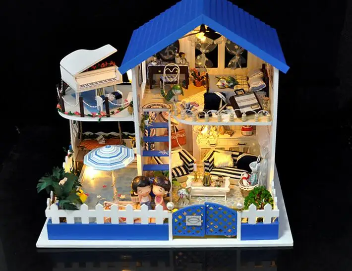 

Doll House Miniature DIY Dollhouse With Furnitures Wooden House Toys For Children Birthday Gift