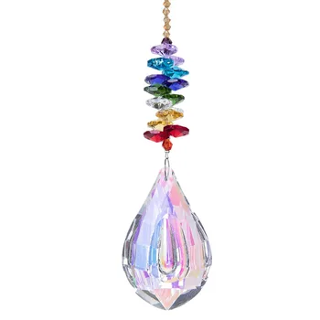 

H&D Chakra Handmade Suncatcher Feng Shui Crystals Window Large 76mm AB Drop Prism Octagon Beads Christmas Tree Home Garden Decor