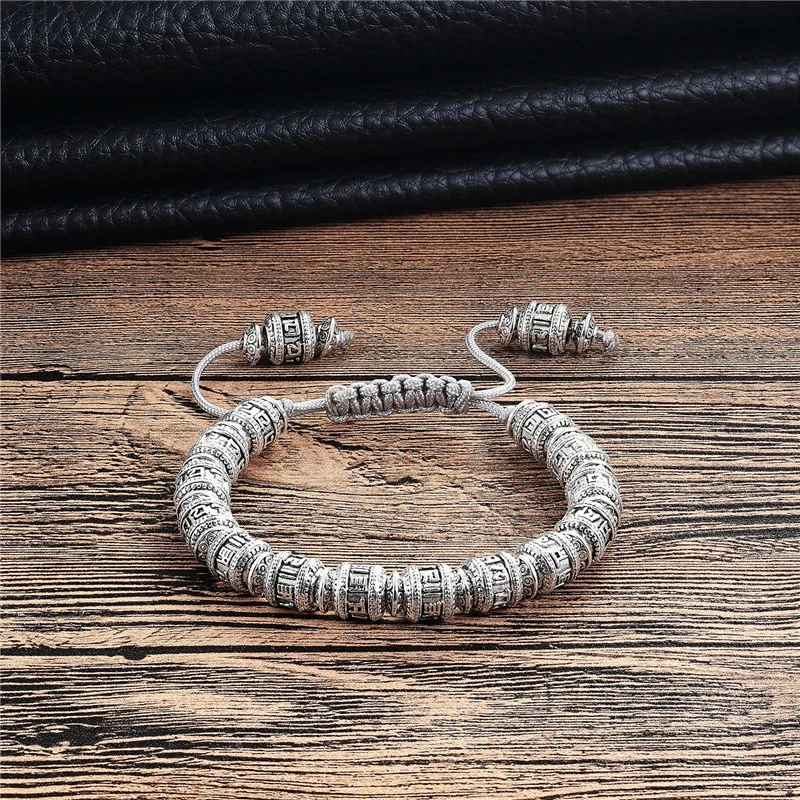 Tibetan Copper Alloy Bracelet Men's Six Words Of Mantra Men's Muzzle Bracelet OM MANI PADME HUM Metal Amulets Bracelet Ladies