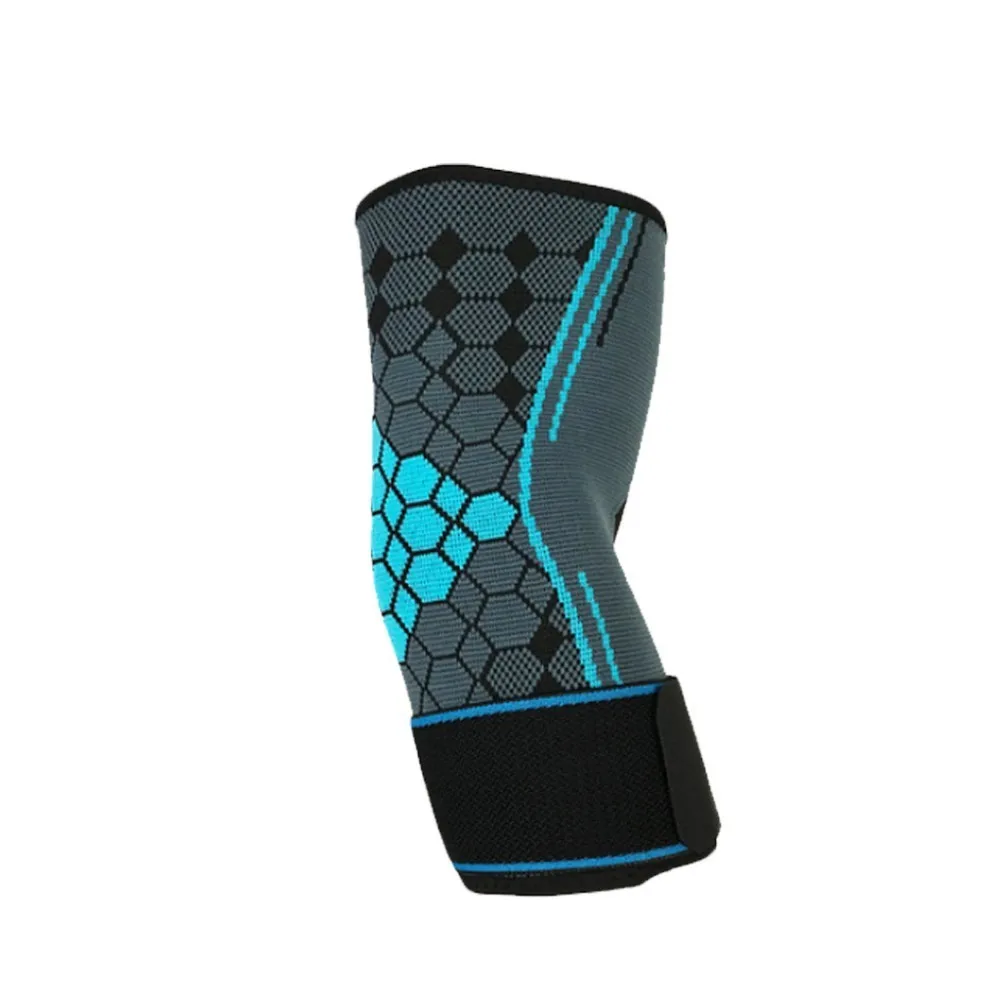 REXCHI 1 шт. спортивный налокотник для поддержки под давлением Баскетбол Волейбол Фитнес Безопасность Защитное снаряжение Регулируемый эластичный бандаж - Цвет: Синий