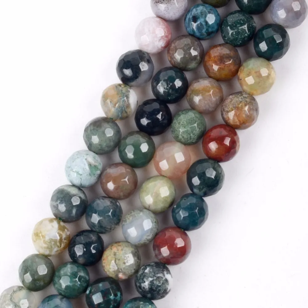 Wholesale Faceted Natural Round Indian Agates Stone Beads Diy Jewelry 4 ...