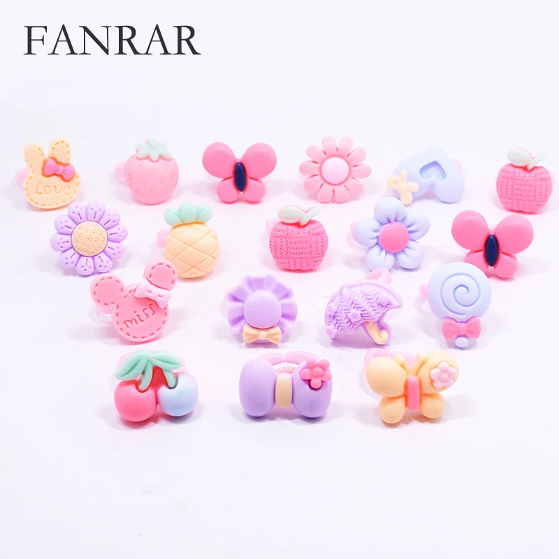 FANRAR/10 шт. милые разноцветные кольца для маленьких девочек с изображением