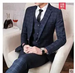 M-5XL 2019 Новый британский стиль Запад украшения мужской костюм Корейская версия простой клетчатый костюм комплект плюс размер