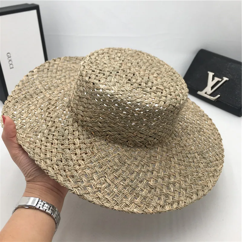 

Sunshade hat beach resort straw is prevented bask in knitting hat fashion wide brim flat hat hat seaweed