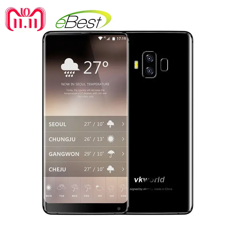 VKworld S8 4G Android 7,0 смартфон 5,9" 18:9 полный Экран MTK6750T Octa Core 4 Гб 64 Гб распознавания лиц 5500 мА/ч, чехол для мобильного телефона