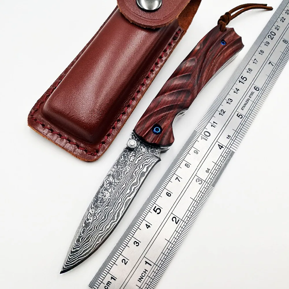 

GRW Handmade Folding Knife VG10 Damascus Blade Rosewood Handle Pocket Knife Survival Camping Hunting Tactical Knives EDC Tools
