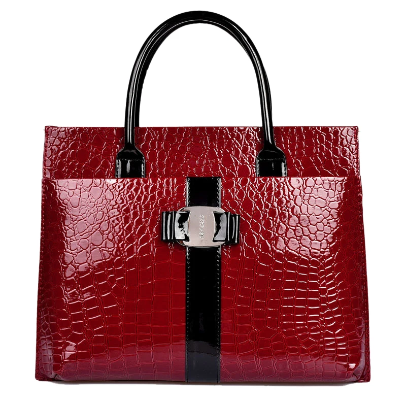 

Bag For Women 2018 Satchel Tote Shoulder Bag Messenger iCeinnight Crocodile Pattern Red Leather Bags Women Handbag