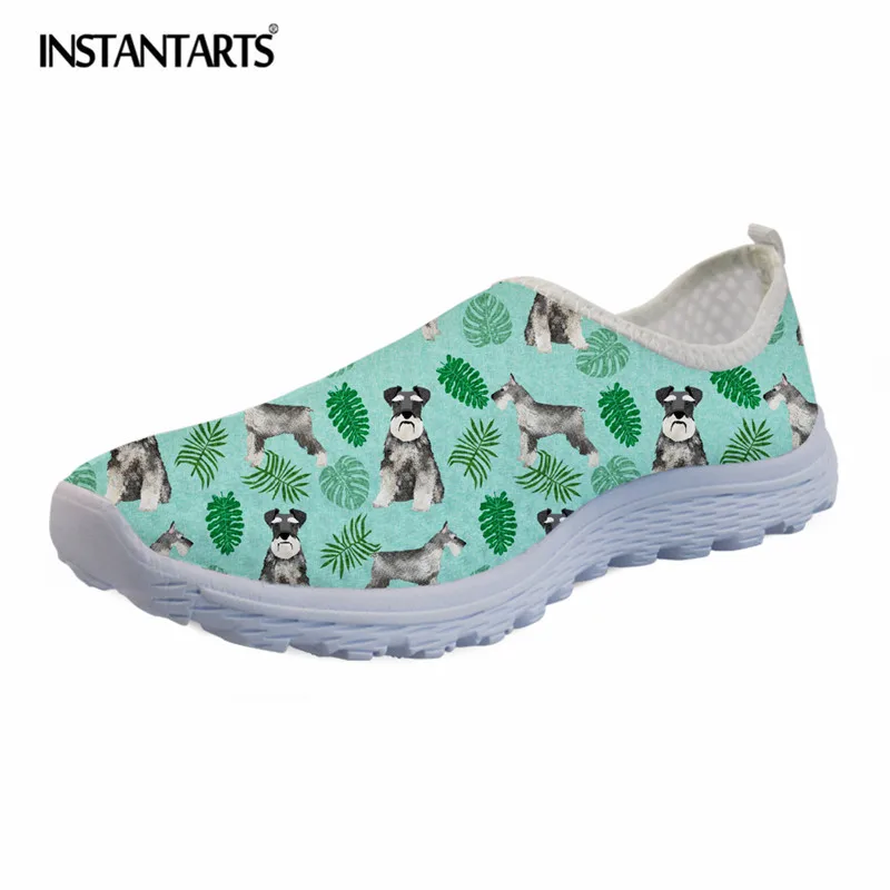 

INSTANTARTS Women Summer Sneakers Cute Dog Pattern Casual Shoes for Youth Girl Breathable Mesh Schnauzer Dog Woman Light Sneaker