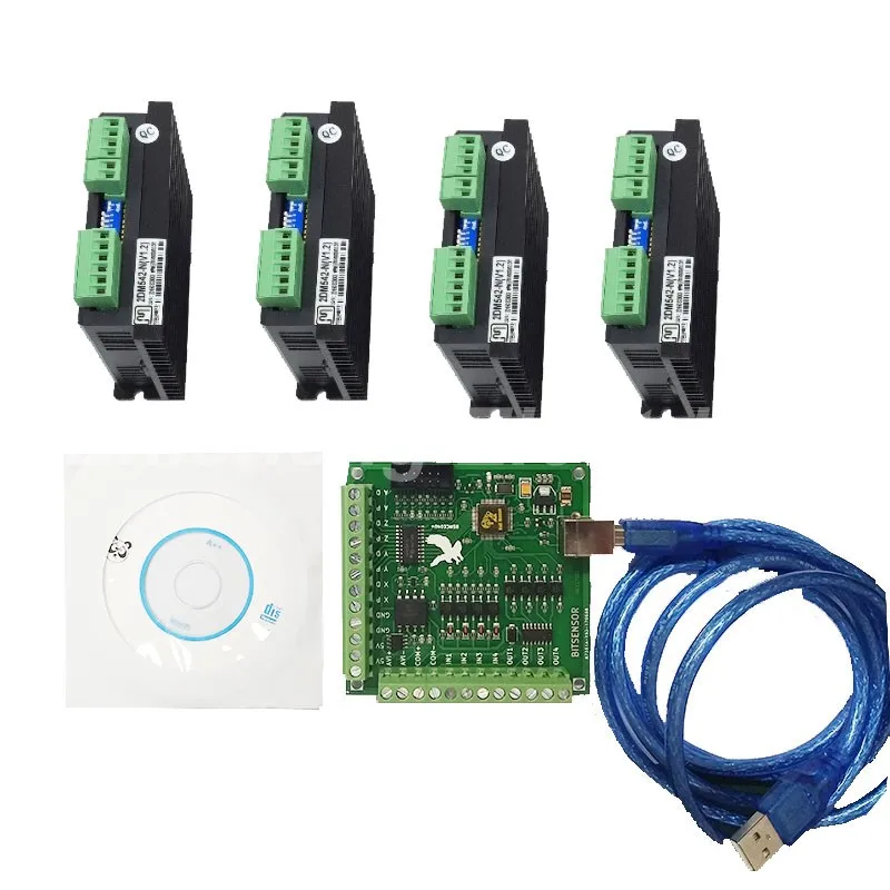CNC mach3 usb 4 оси комплект драйвер 2DM542 + USB Контроллер шагового двигателя карты 100 кГц |