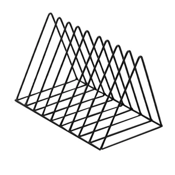 

Triangular Desktop Book Rack Modern Metal Wire Bookshelf Simple Magazine Holder Rack for Home Office(Black)