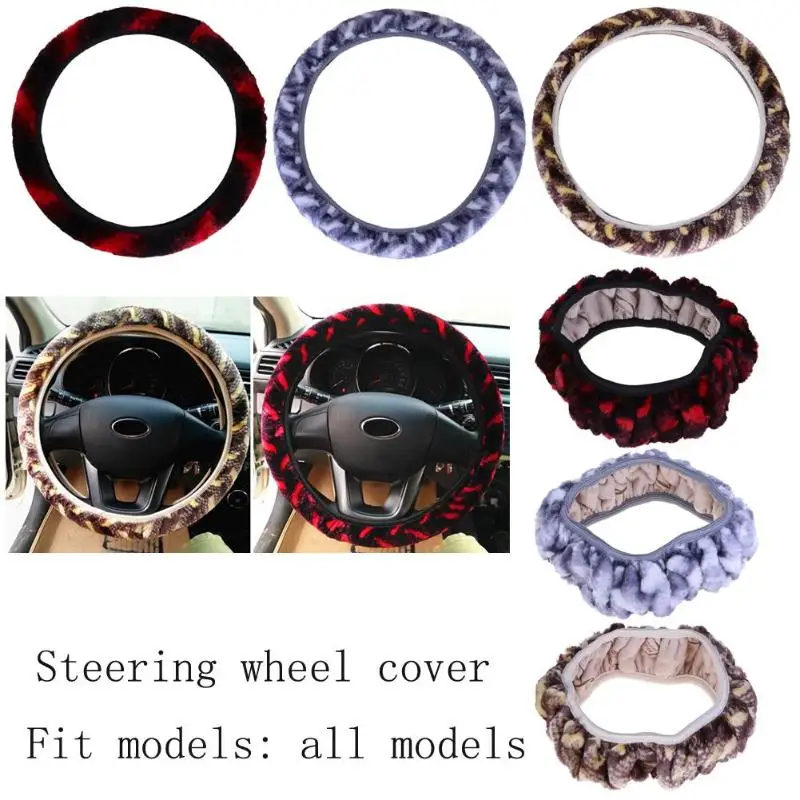 

Winter Plush Car Steering-wheel Cover Soft Elastic Warm 36/38/40cm Car Steering Wheel Protective Cover Auto Interior Accessory