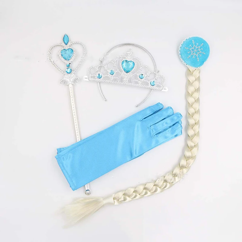 

wholesale 9 Styles Elsa Anna Cosplay toy Princess Accessories Crown Gloves Braid Wig Magic Wand Figure Toys Girl CosPlay