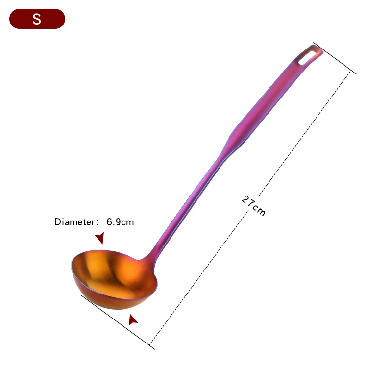 1 шт. набор с длинной ручкой радужные золотые ложки из нержавеющей стали половник ложка набор дуршлагов высококачественные суповые ложки кухонные инструменты - Цвет: 1 rainbow NO.3