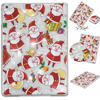 

Santa Claus Christmas Tablet Case For iPad Air 1 2 iPad 5 6 9.7 inch Protective Liquid Quicksand Shell Skin iPad5 iPad6 Covers