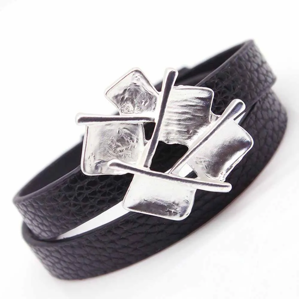 D& D модный Шарм Кожаный браслет для женщин сплав Хрустальный Браслет Ручной Работы магнитные застежки для женщин браслет Ювелирные изделия Подарки - Окраска металла: 6