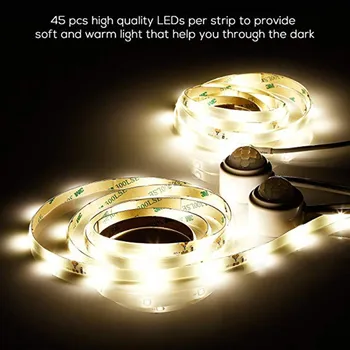 

Under Bed Lights 1.5M Flexible LED Strip, Motion Activated Sensor,with Automatic Shut Off Timer,2 pcs Sensor+2 roll Strips FR005