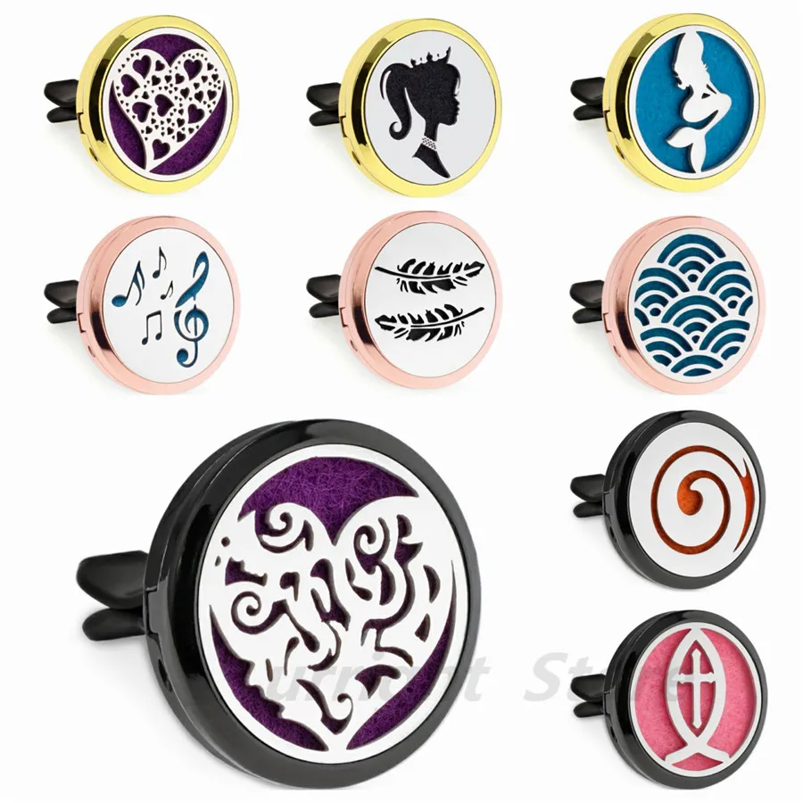 

Mermaid feather pretty girl skull Diffuser locket Car vent clip Aromatherapy Essential Oil perfume locket Magnetic 10Pad random