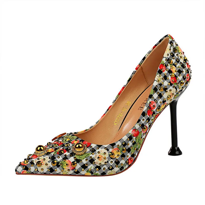 

Woman Shoes High Heels popular Floral silk Women Pumps fashion Party dating Shoes Pointed Toe Sexy Evening Shoes S11 Heel 9.5