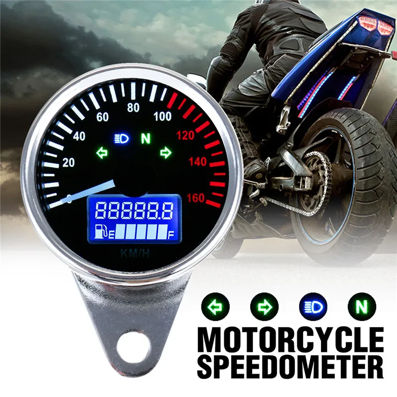 

12V LCD Motorcycle meter Digital Speedometer Odometer Tachometer Gauge fuel meter LED Indicator universal