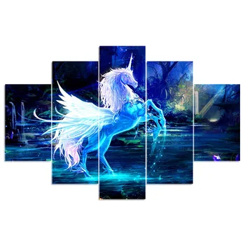 

DIY Diamond Embroidery Needlework Diy Diamond Painting Lake unicorn Combined Cross Stitch Pasted Fashion Home Decoration