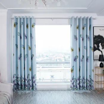 

1pc High quality Voile Polyester Curtain insulation curtain Nordic style Feather print curtain Strong Shade curtainшторы
